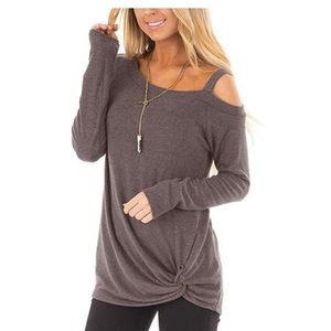 One-Shoulder Twist-Knot Tunic Top